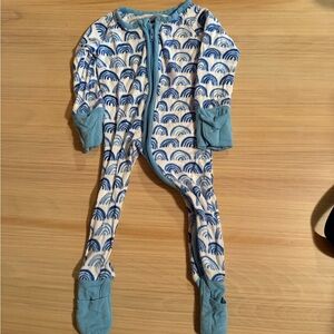 Little Sleepies Blue and White Rainbow Footed Pajamas